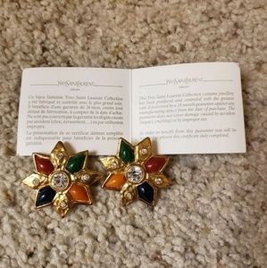 YSL Vintage Clip Back Earrings Jewelry Gold